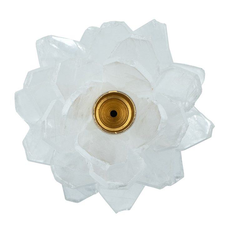Selenite Stone Flower Candle Holder - 13 Hub Lane   |  