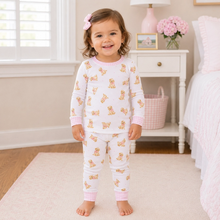 Sweet Golden Long Pajamas - Pink