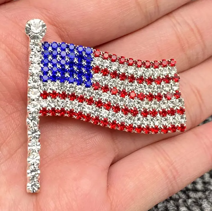 Sparkly Rhinetsone American Flag - 13 Hub Lane   |  Brooches