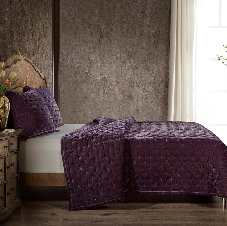 Stella Faux Silk Velvet, Dark Violet - 13 Hub Lane   |  