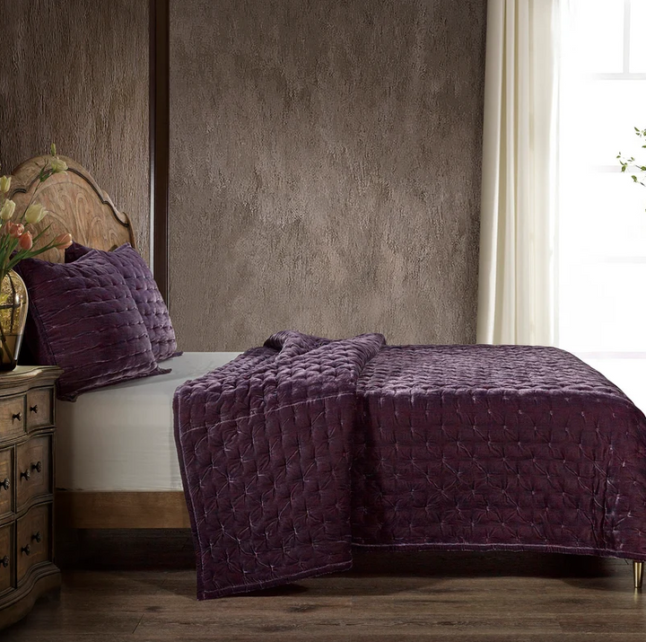 Stella Faux Silk Velvet, Dark Violet - 13 Hub Lane   |  