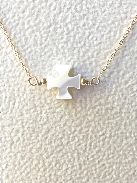 CV Designs Mother of Pearl Cross Necklace