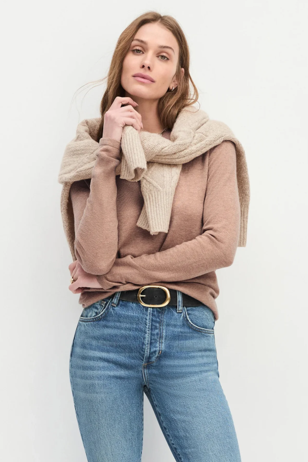The Suede Jean Belt, Black & Brass