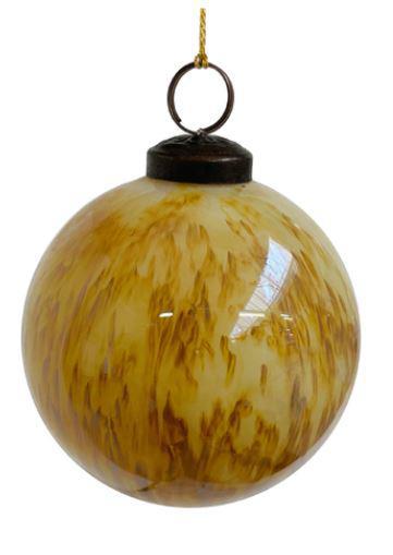 Cream & Brown Lines Glass Ball