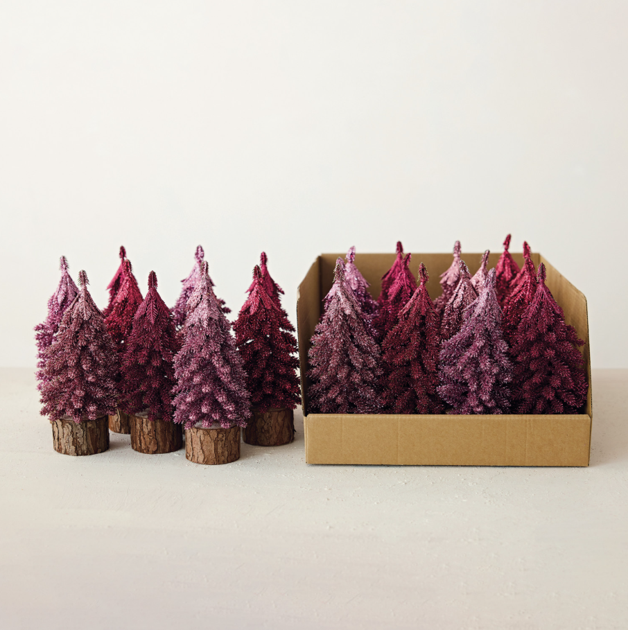 Glitter Tree w/ Wood Base, Pink