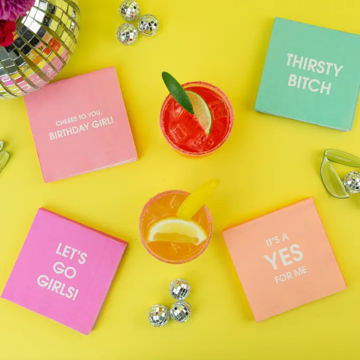 Cheers To You Birthday Girl - Cocktail Napkins - 13 Hub Lane   |  Cocktail Napkins