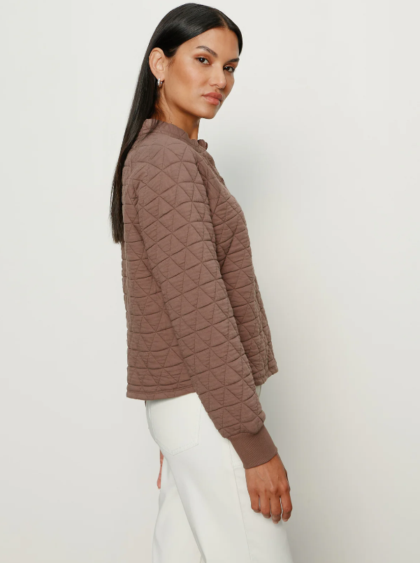 Quilted Button Up Popover, Morel