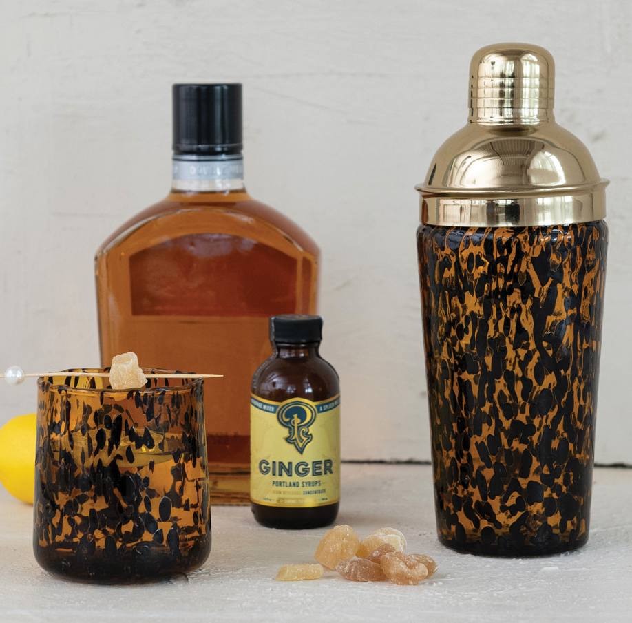 Confetti Glass Cocktail Shaker, Tortoise Shell
