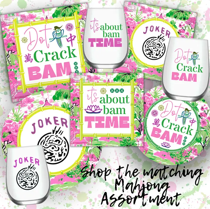 Dot Crack Bam Bamboo Mahjong Paper Plates 7"