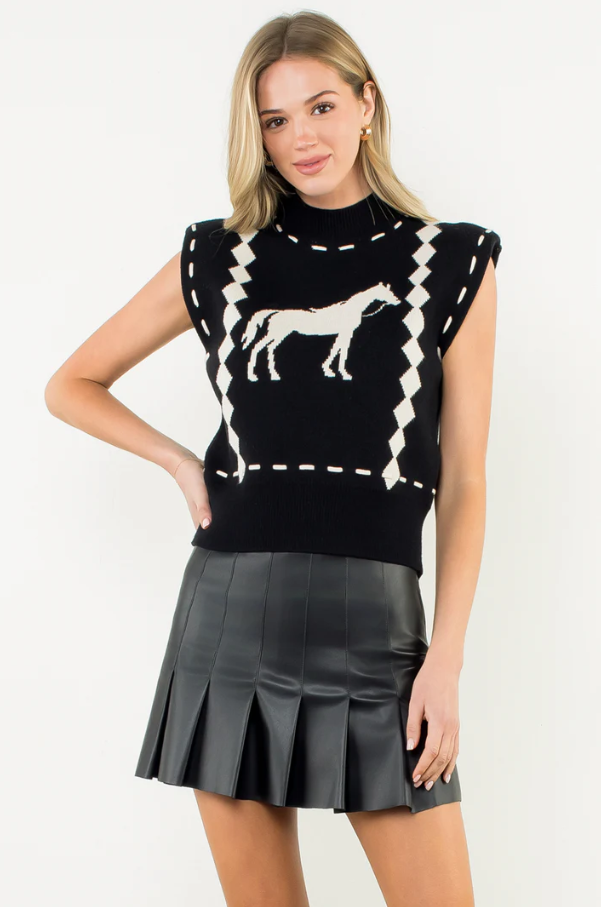 Sleeveless Horse Knit Vest - 13 Hub Lane   |  Sweater Vests