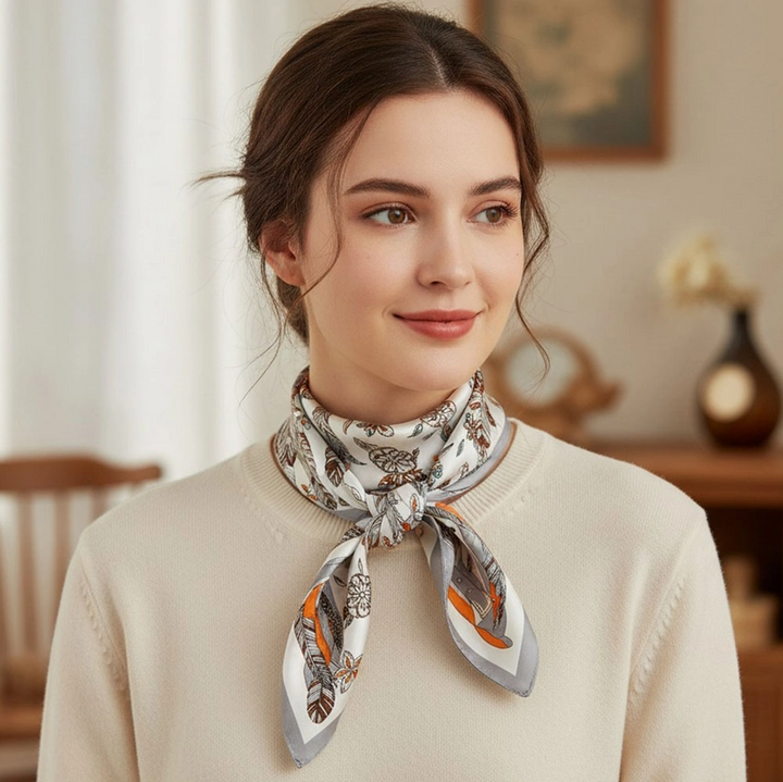 Floral Printed Satin Bandana Scarf