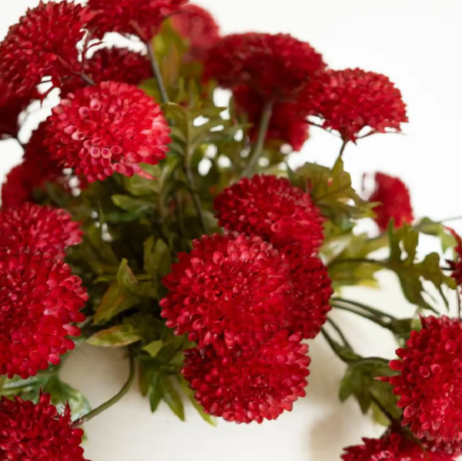 Artificial Ball Dahlia Bundle, Red