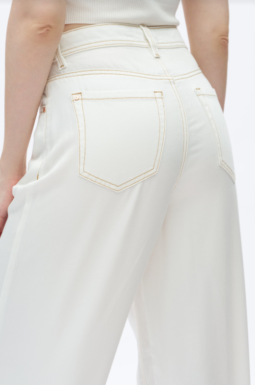 High Rise Pleated Wide Leg Jeans, White - 13 Hub Lane   |  Wide Leg Jeans
