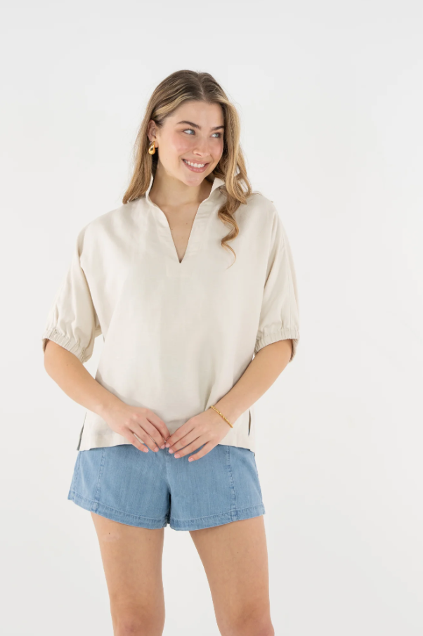 Poppy Top - Sandshell Linen - 13 Hub Lane   |  