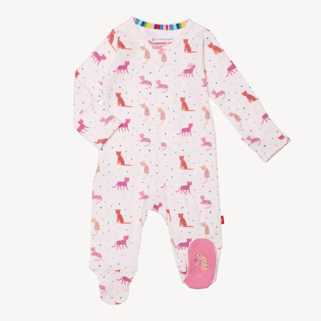 cheetah bonita organic cotton magnetic footie