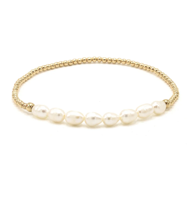 Petite Row Rice Pearl Beaded Bracelet - 13 Hub Lane   |  Beaded Bracelets
