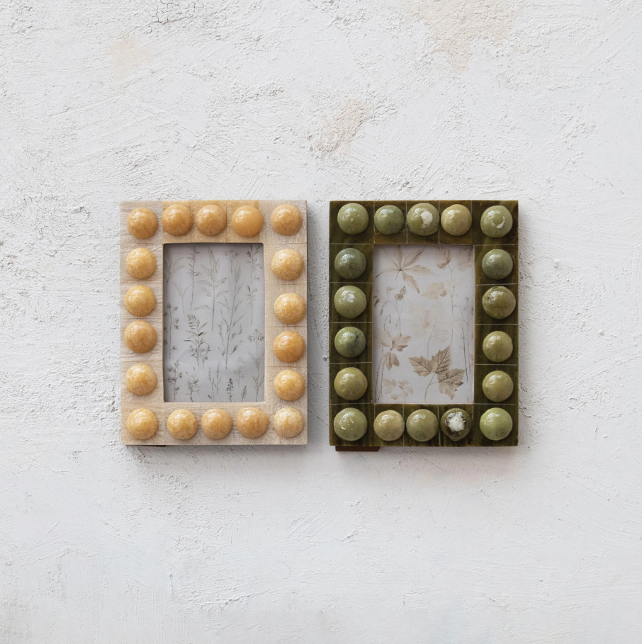 Handmade Marbled Resin Bobbin Photo Frame, Cream - 13 Hub Lane   |  Resin Frames
