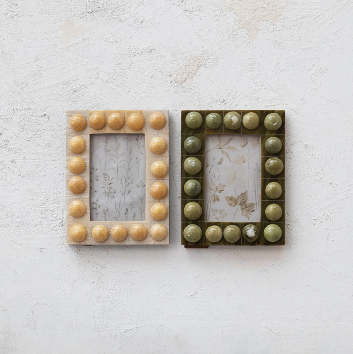 Handmade Marbled Resin Bobbin Photo Frame, Cream - 13 Hub Lane   |  Resin Frames