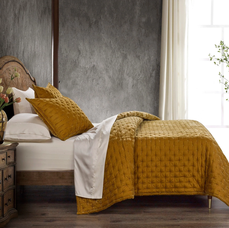 Stella Faux Silk Velvet, Saffron - 13 Hub Lane   |  