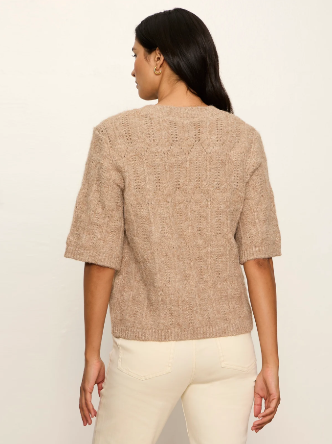 Pointelle Sweater Tee, Heather Hazlenut