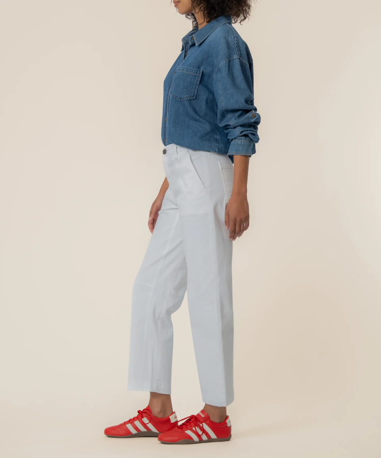 Kut From the Kloth Ashton High Rise Wide Leg Barrel,Optic White