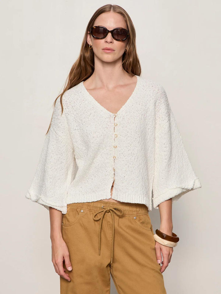 I'm Yours Button-Up Sweater, Chalk