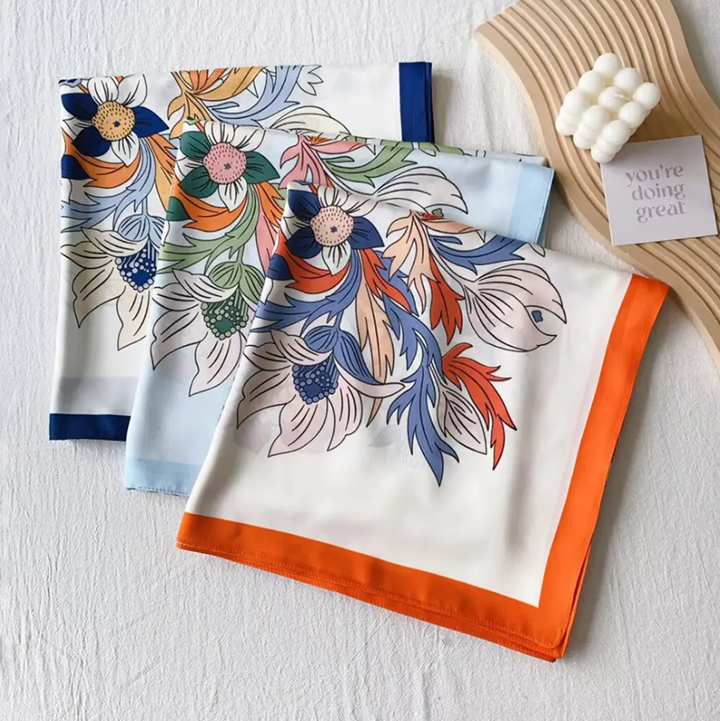 Floral Silk Feel Square Scarf