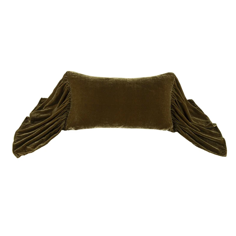 Stella Faux Silk Velvet, Green Ochre - 13 Hub Lane   |  Matching Bedding