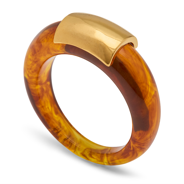 Tortoise Shell Resin & Gold Ring