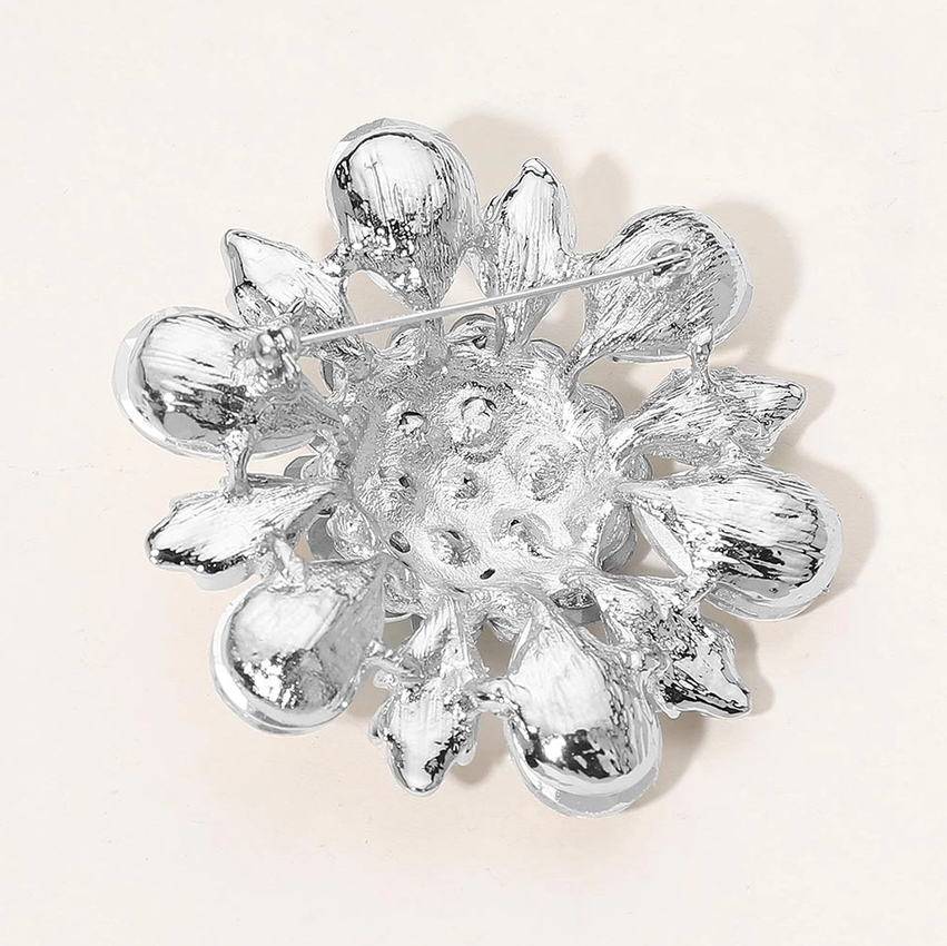 Floral Glass Stone Brooch