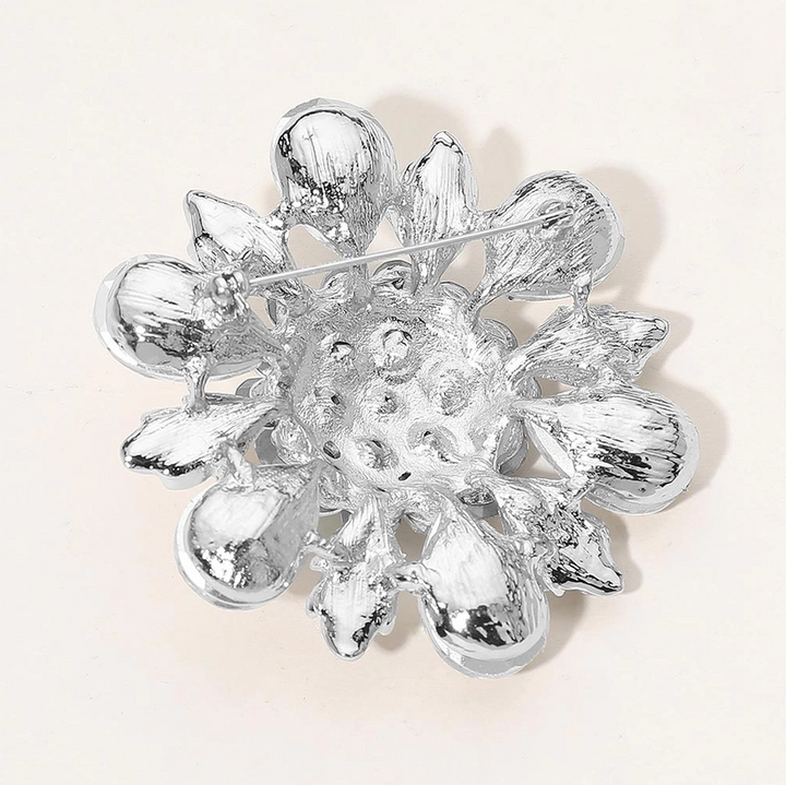 Floral Glass Stone Brooch
