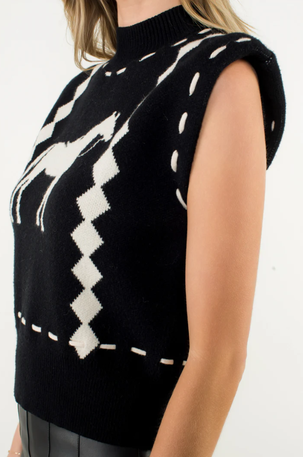 Sleeveless Horse Knit Vest - 13 Hub Lane   |  Sweater Vests