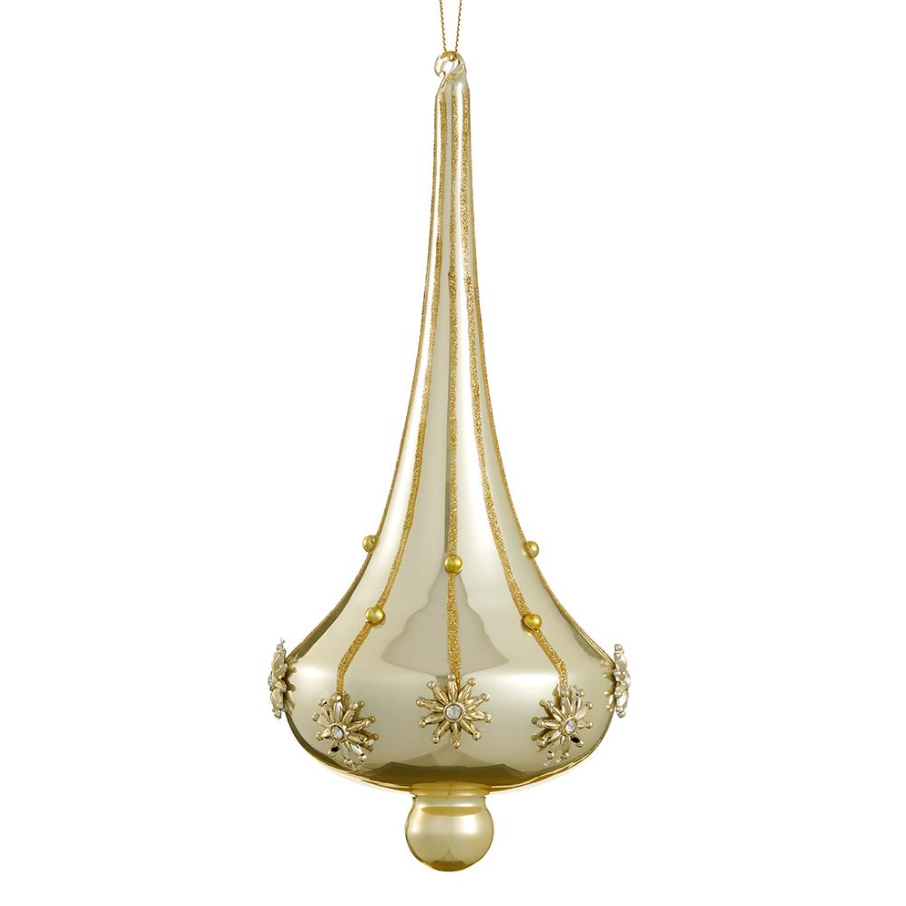 Diamond Glass Teardrop Ornament, Gold - 13 Hub Lane   |  Vintage Inspired Ornaments