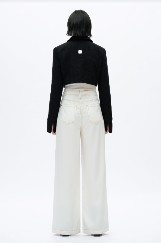 High Rise Pleated Wide Leg Jeans, White - 13 Hub Lane   |  Wide Leg Jeans