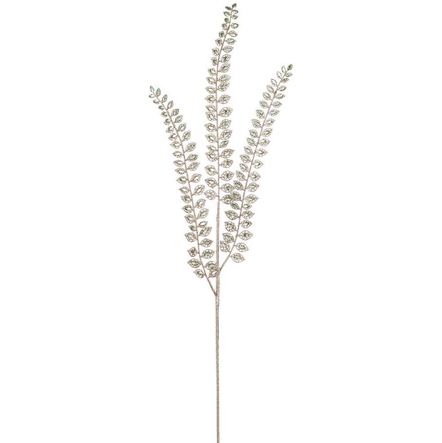 Rhinestone Leaf Spray, Green - 13 Hub Lane   |  Rhinestone Sprays