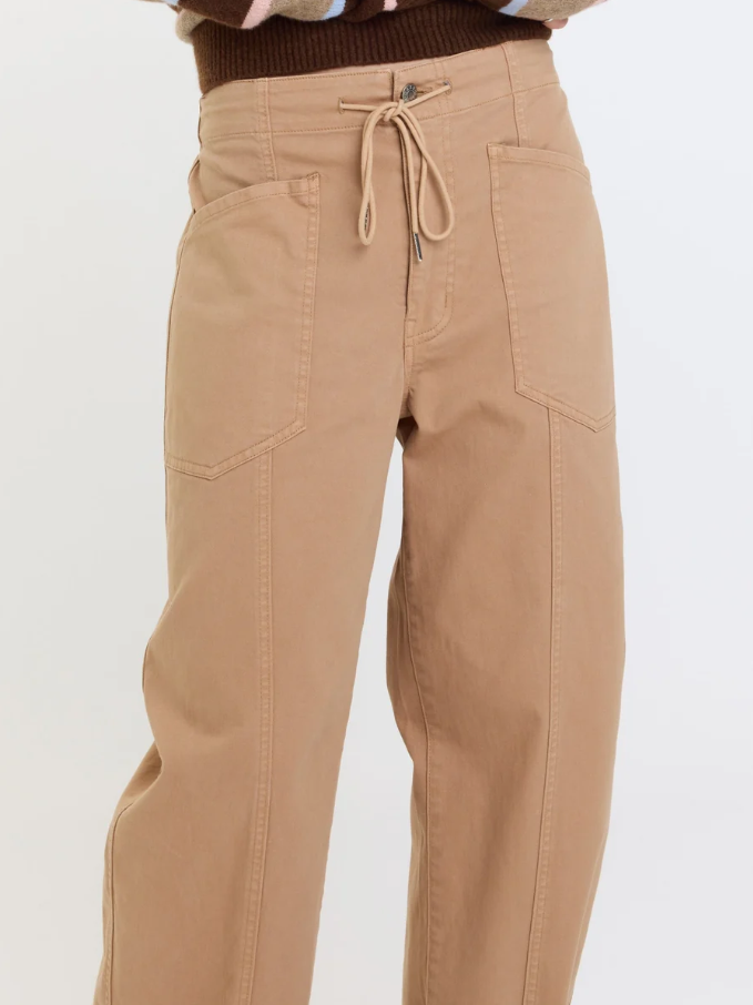 Villa Drawstring Barrel Pant, Latte