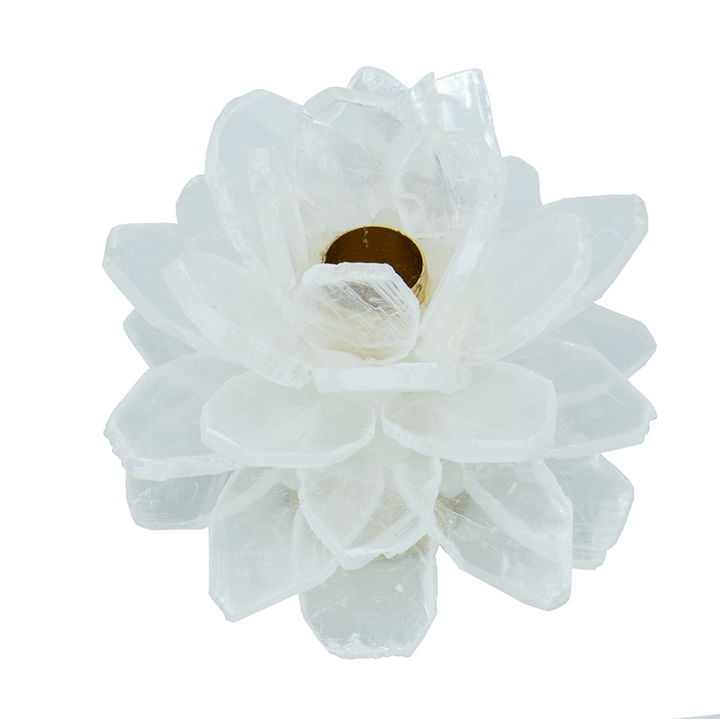 Selenite Stone Flower Candle Holder - 13 Hub Lane   |  