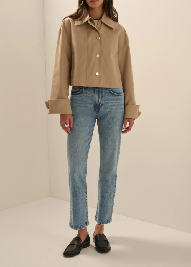 Rue Cropped Trench, Khaki