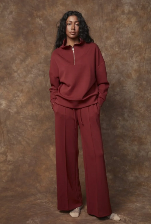 Prida Soft Knit Drawstring Pants, Chili - 13 Hub Lane   |  Wide Leg Sweats
