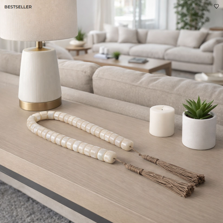 Ivory Resin Cylinder Beaded Garland
