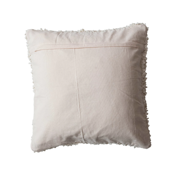 Woven Cotton Blend Bouclé Pillow, Cream