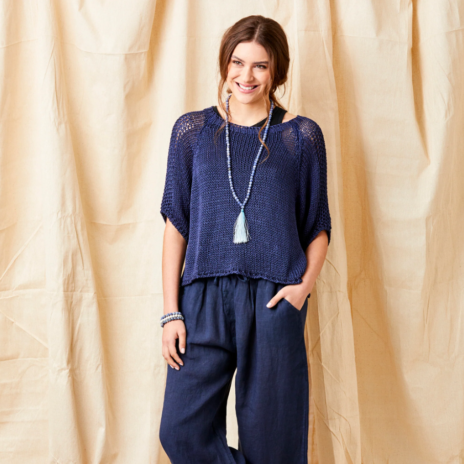 Lauren Linen Palazzos, Navy