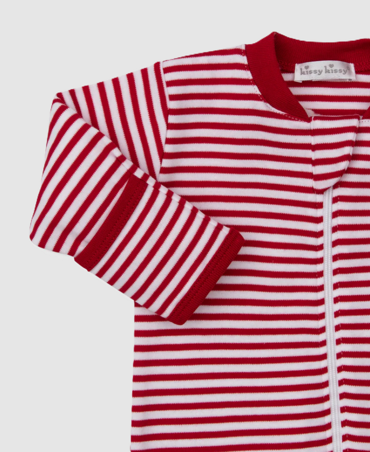 Christmas Capers Stripe Zip Footie - 13 Hub Lane   |  Footies