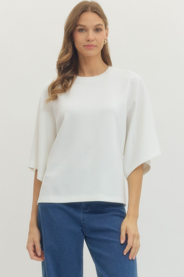 Capelet Knit Top, Off-White - 13 Hub Lane   |  Wide Sleeve Tops
