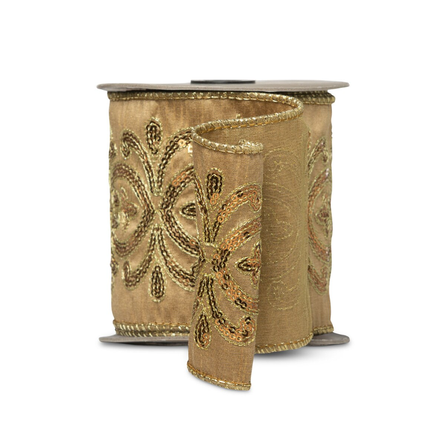 Sequin Pattern Gilded Ribbon - 13 Hub Lane   |  Ribbons