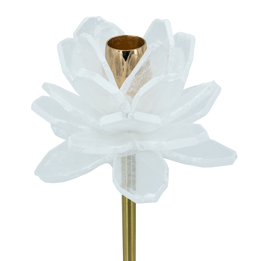 Selenite Stone Flower Candle Holder - 13 Hub Lane   |  