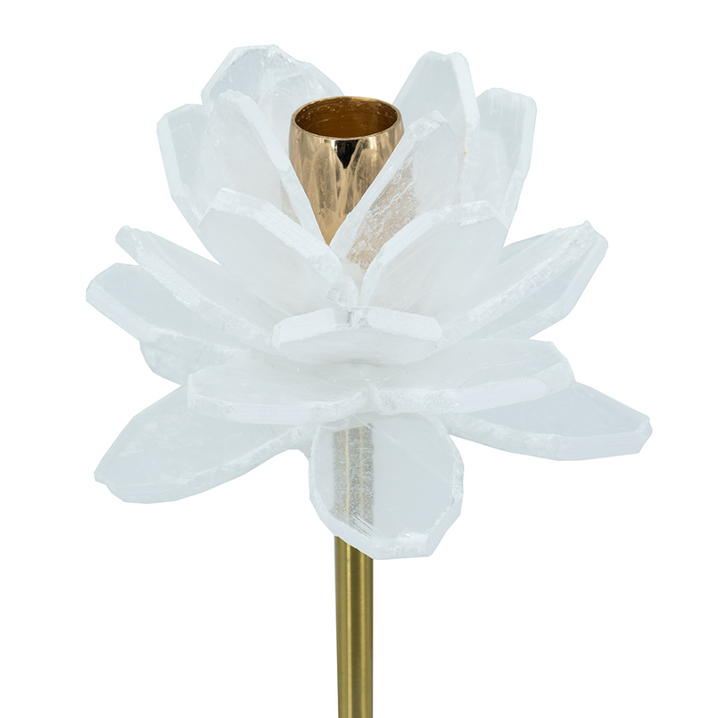 Selenite Stone Flower Candle Holder - 13 Hub Lane   |  