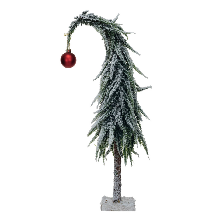 Leaning Evergreen w/ Red Ball Ornament