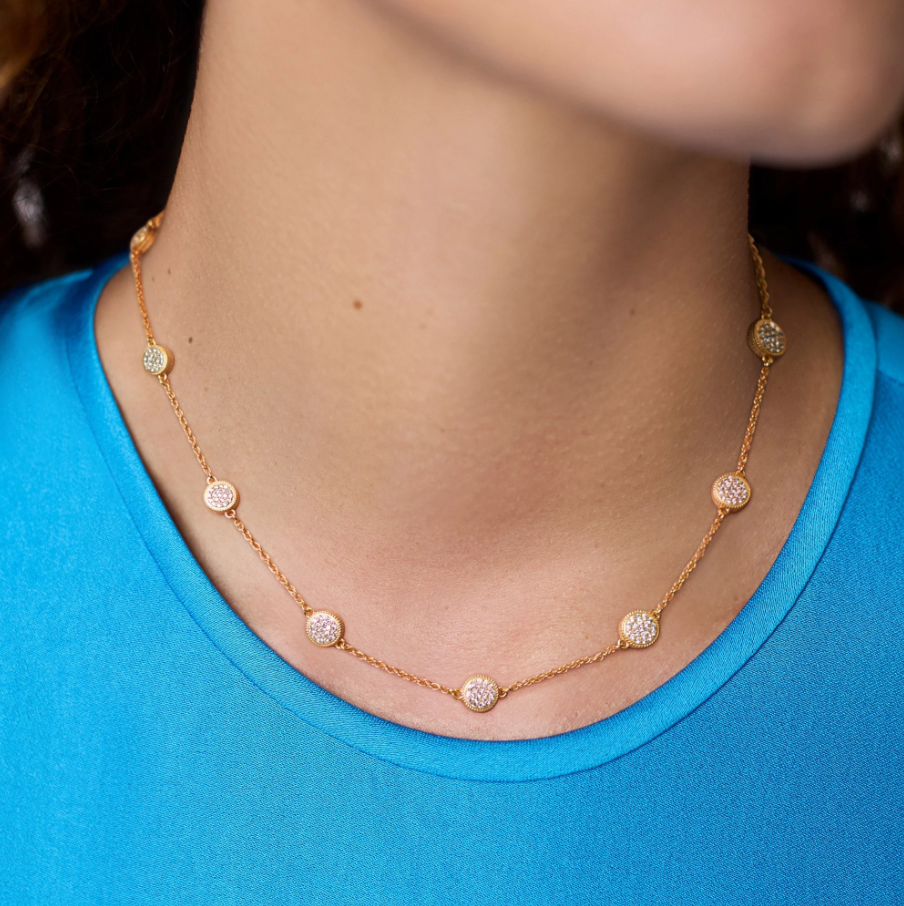 Julie Vos Windsor Delicate Station Necklace, Pavé Cubic Zirconia