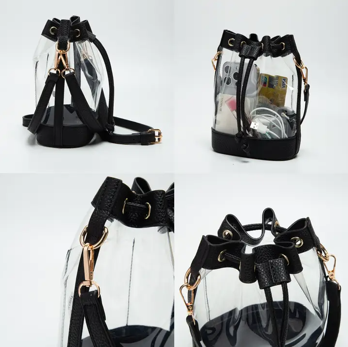 Transparent Bucket Bag, Black - 13 Hub Lane   |  Clear Bucket Bags